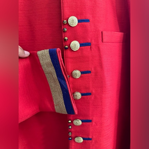 Red and blue silk indo western, Patiala bottom - Picture 3 of 6